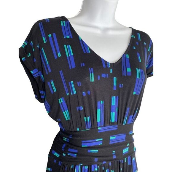 Apt 9 Black Blue Teal Dolman Sleeve Ruched Waist High Low Dress‎ Petite Small PS - Picture 3 of 7